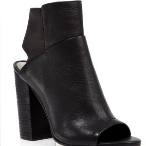 Dolce Vita Black Leather Peep-Toe Ankle Shootie